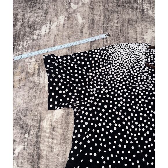 Allison Daley Women’s Short Sleeve Blouse - Black w. White Dots - Petite M - Picture 8 of 8